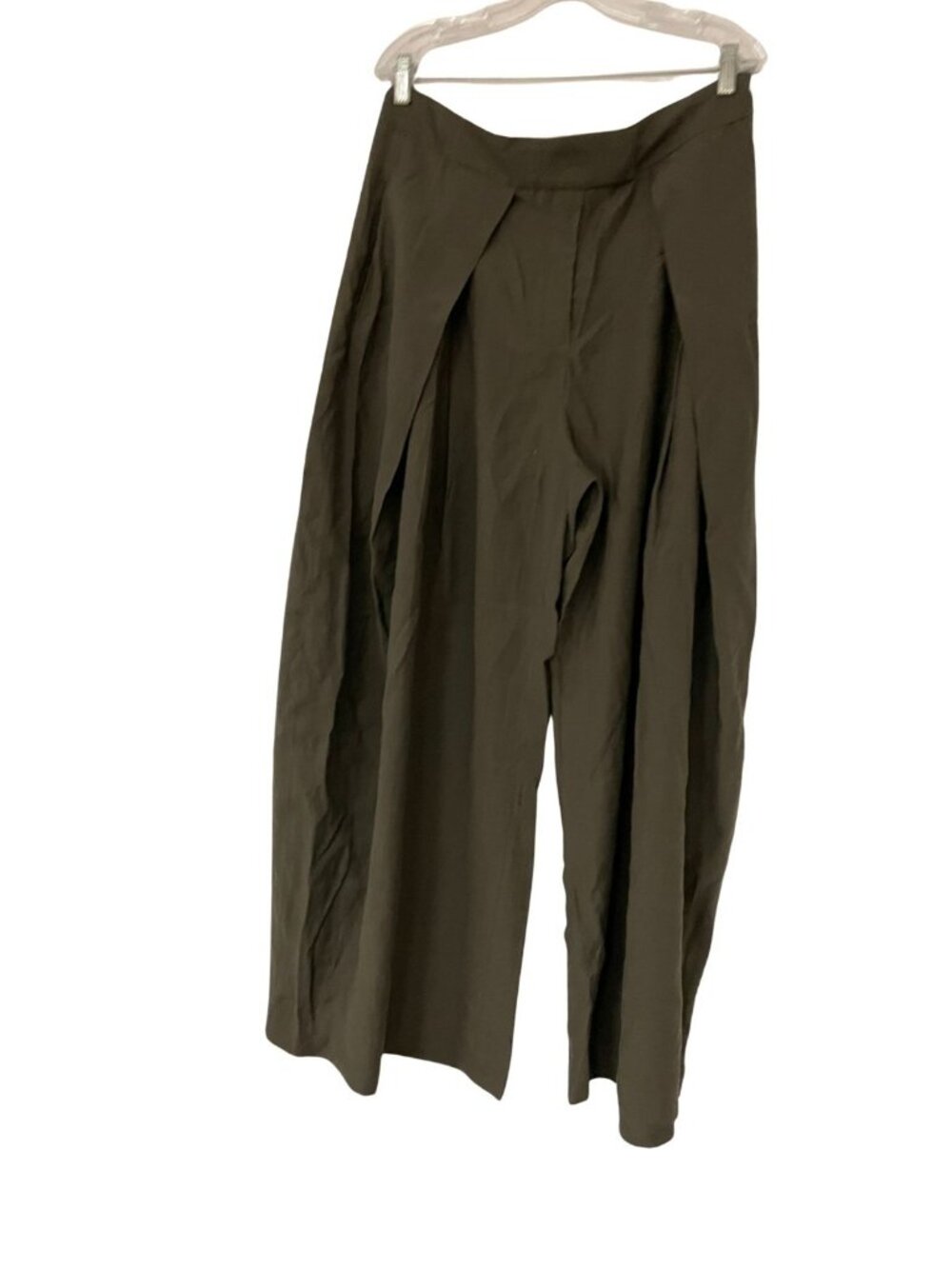 Zara Womens Pants Pleats Trousers XL Brown Wide Leg Zw Collection 6136/245 NWT - Picture 5 of 14